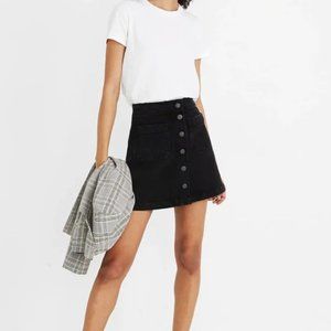 Madewell A-Line Stretch Denim Mini Skirt: Patch Pocket Edition, Black Frost, 4